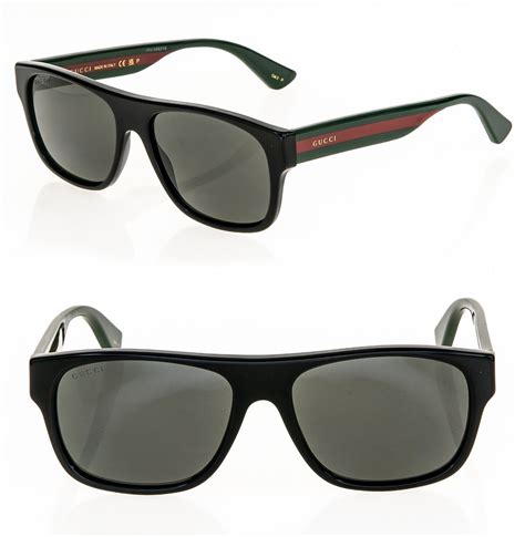 gucci gucci 0341 black stripe polarized sunglasses gg0341s 002 grailed