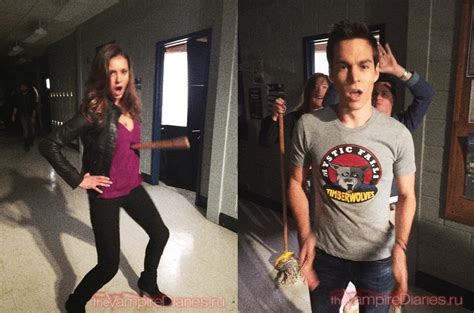Don't redistribute and claim as your own. TheDamonlovers: Chris Wood y Nina Dobrev en el set de TVD