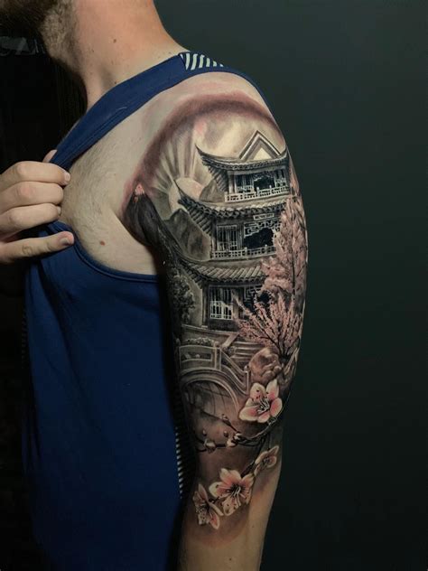 Japanese Pagoda Temple Tattoo By Teo Limited Availability At Salvation