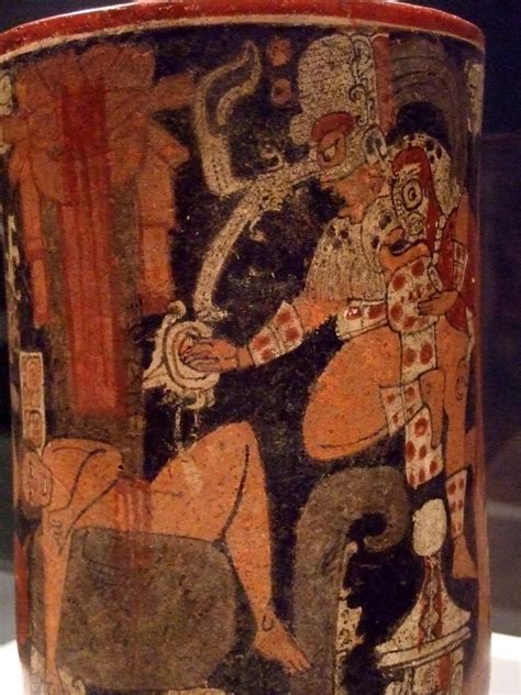 Ancient Art — A Maya Cylindrical Vessel With A Scene Showing Mayan