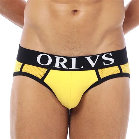 Orlvs Brand Men Underwear Mesh Qucik Dry Sexy Men Briefs Breathable