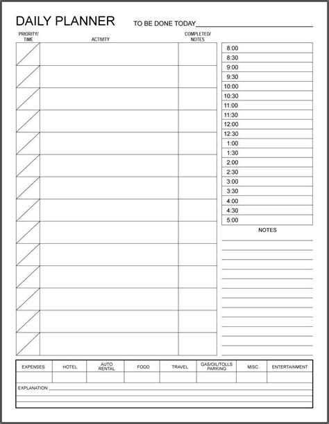 Daily Planner Template Excel New â Free Printable Daily Planner