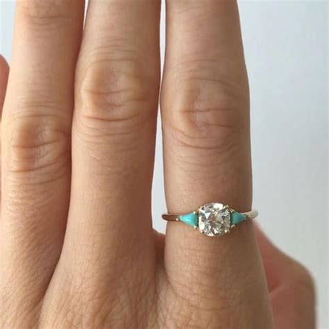 Uniquerings Turquoise Ring Engagement Diamond And Turquoise