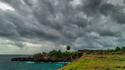 Storm Clouds Over The Nusa Ceningan Island In Cloudy Weather Bali