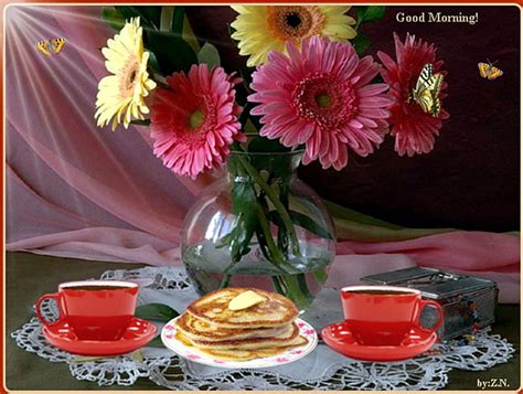 Good Morning Flowers Mornining Coffee Butterfly Hd Wallpaper Peakpx