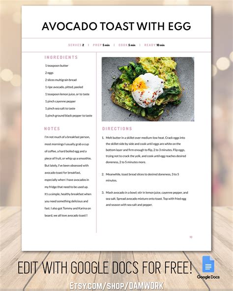 Recipe Book Template Cookbook Minimal Clean White Editable Etsy