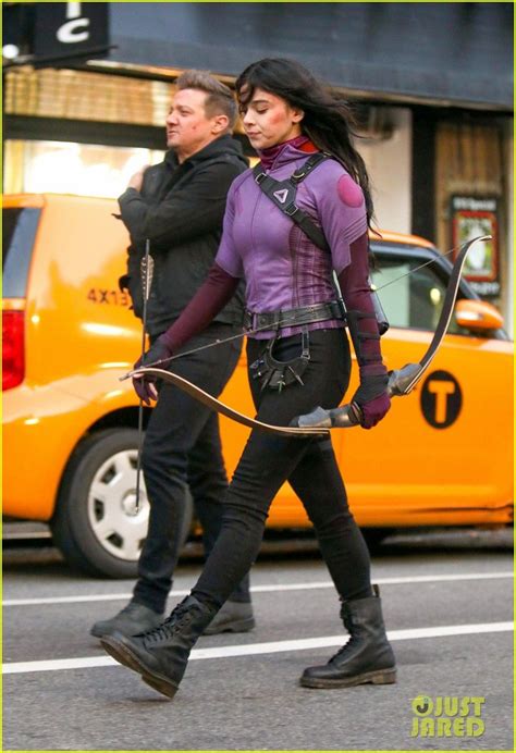jeremy renner and hailee steinfeld continue filming hawkeye tv show in nyc jeremy renner