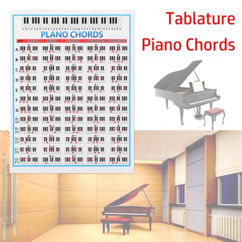 Tablature Piano Chord Practice Sticker 2 Sizes Keyboard Instruments