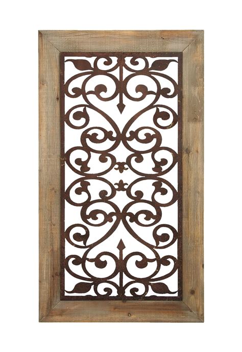 Decmode 26 X 46 Distressed Wood And Brown Metal Wall Art Panel W