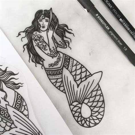 Pin By Mey Lu On Tattoos Old School Traditional Mermaid Tattoos