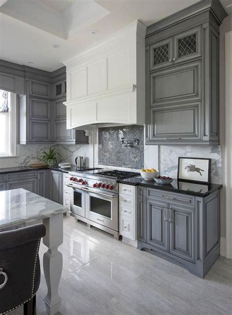 White Kitchen With Dark Gray Cabinets Kitchen Pedia