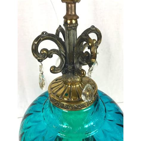 Vintage Mid Century Hollywood Regency Blue Glass Lamp Chairish