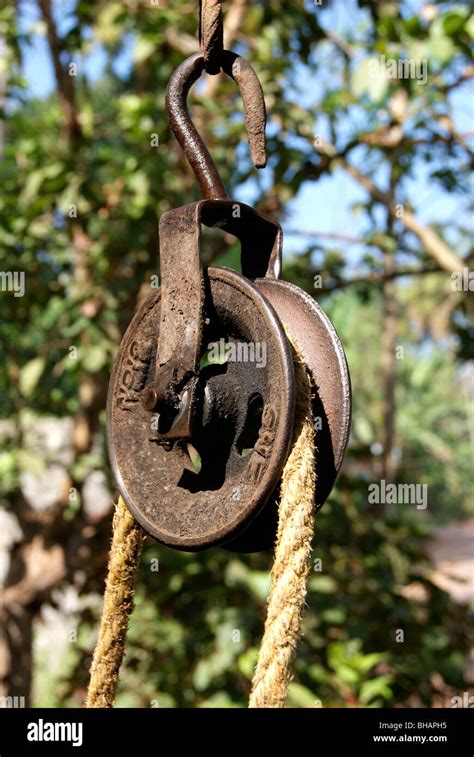 Rope And Pulley Mechanism For Dragging Water From Well Stock Photo Alamy