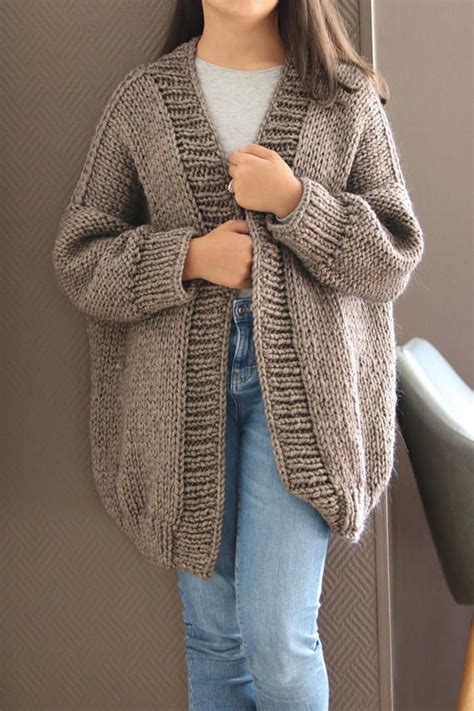 Oversized Chunky Knit Sweater Sweater Cardigan Mauve Sueter Tejido