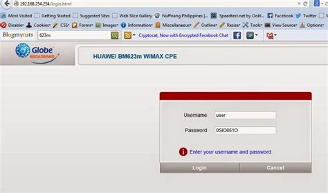 How to Change WiFi password ; Globe Huawei BM623m WiMAX CPE - blogmytuts