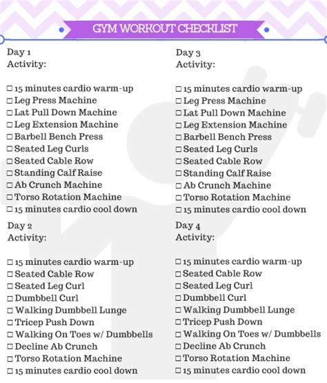 Beginner Gym Workout For Women Printable Workout Plan Gym Pilates