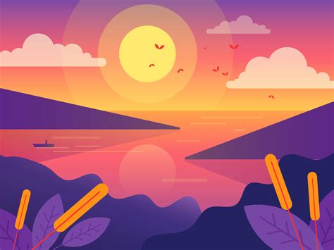 Vector Flat Design Art Nature Landscape Background Design By Mark Rise