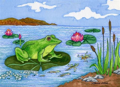 How To Draw A Frog On A Lilypad Frog Art Kids Art Galleries Art Lessons