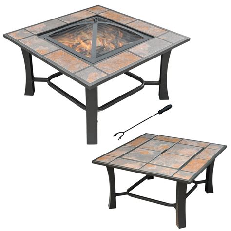 Axxonn 32 2 In 1 Malaga Convertible Square Tile Top Fire Pit Coffee