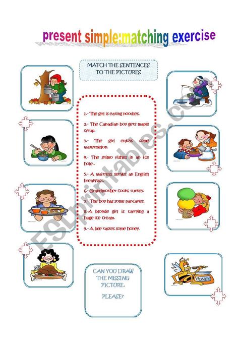 Present Simple Matching Exercise Esl Worksheet By Mariaah