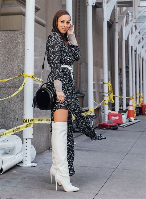 Sydne Style Wears Over The Knee Boots For Fashion Week Street Style Maxidress Boots Dress