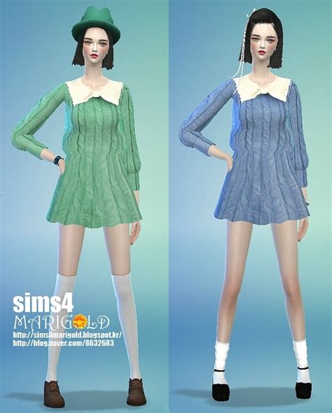 Ribbon Knitted Onepiece Dress At Marigold Sims 4 Updates