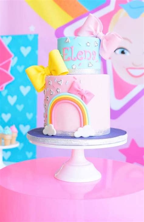 Jojo Siwa Inspired Rainbow Birthday Cake From A Jojo Siwa Girly Glam