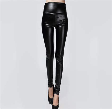 Hot Sale Autumn Winter Women Clothes Skinny Pu Leather Pencil Leggings Sexy Thin Fleece Trousers