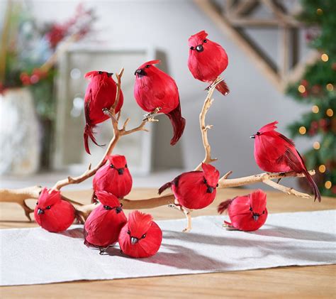 Set Of 10 Decorative Cardinal Bird Clips By Valerie