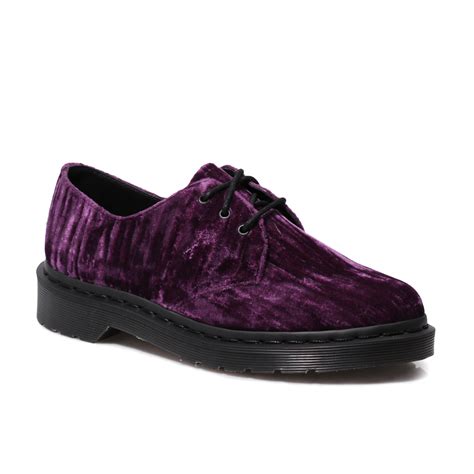 Dr Martens Womens 1461 Purple Crushed Velvet Shoes Womens Size 3 8