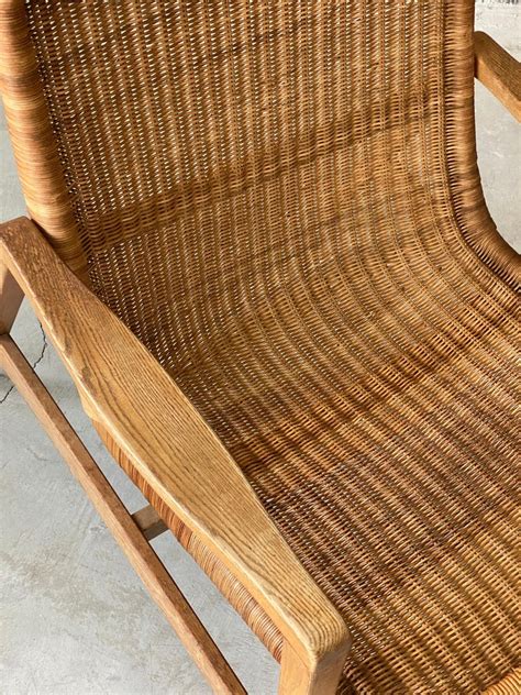 Isamu Kenmochi Attribution Lounge Chairs Wood Rattan Yamakawa