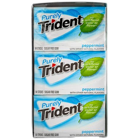 Purely Trident Peppermint Sugar Free Gum 14 Piece Pack 144case