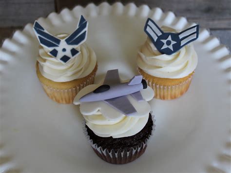 Us Air Force Cupcakes With A 3d Jet Plane Usaf Logo Usaf Rank By