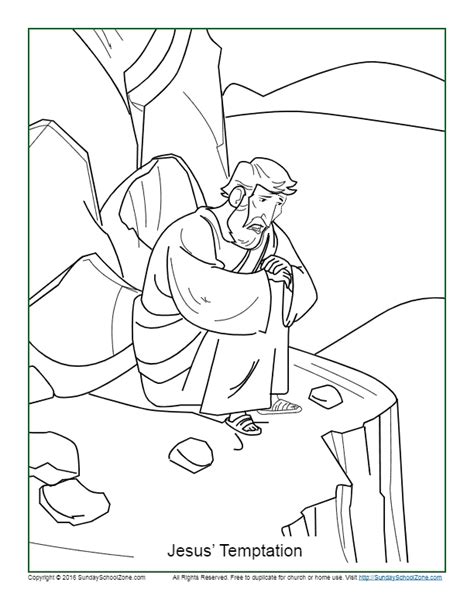 Jesus Temptation Coloring Page Childrens Bible Activities Sunday