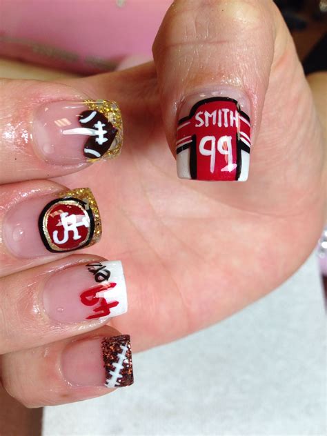 Football Nails Smith Nails 49ers Nails San Francisco Nails 49ers