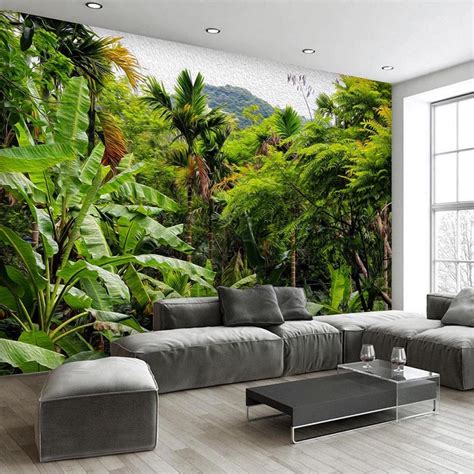 Photo Wallpaper Retro Tropical Rain Forest Coconut Tree 3d Wall Murals