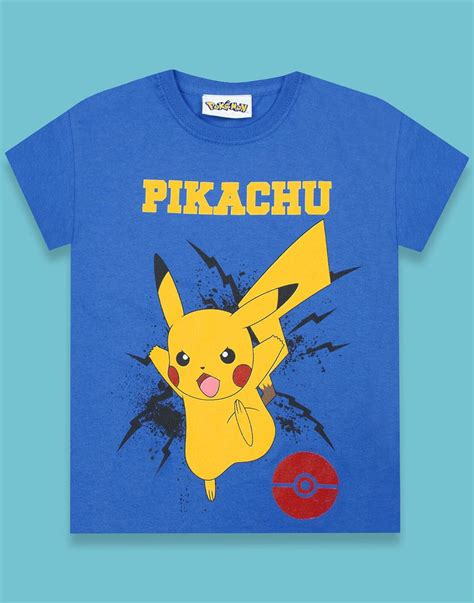 Pokemon Boys T Shirt Pikachu Bolt Kids Blue Top Ebay