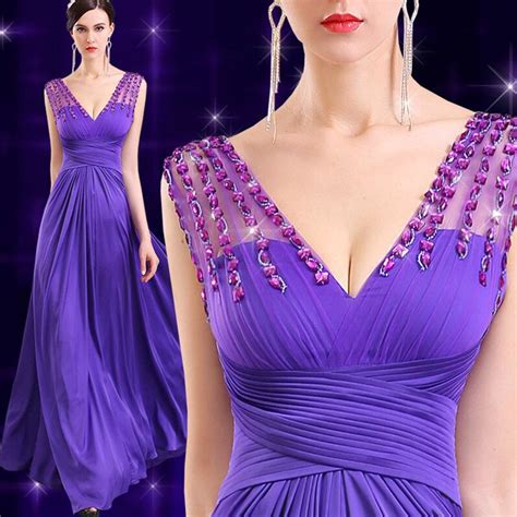 Elegant Purple Formal Dress Long Evening Dress With Crystal For 2016
