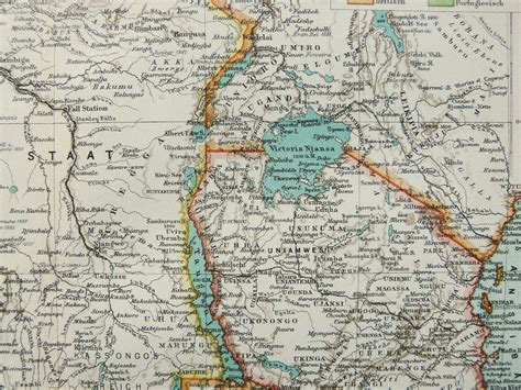 1897 Antique Map Of Equatorial Africa Gabon Congo Chad Uganda