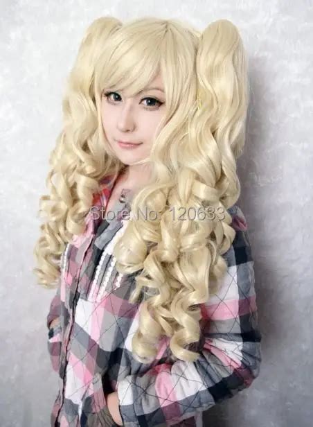 Pad Ruler Fashion Anna Long Blonde Curly Wig Anime Cosplay School Girl