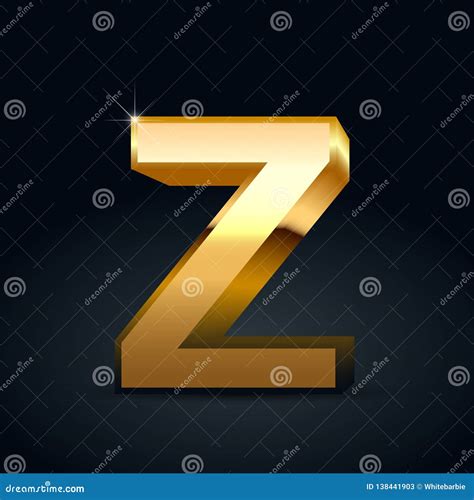 Vector Gold Letter Z Uppercase Isolated On Black Background Stock