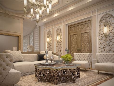 Islamic Interior Villa Qatar On Behance Luxury Living Room Design