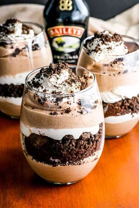 Baileys Cookies And Cream Parfaits Layered Chocolate And Baileys Cream Paired With Crumbled