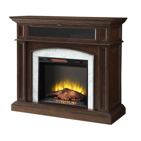 Rovsun 20 h electric fireplace stove space heater 1400w portable freestanding with thermostat, realistic flame logs vintage design for corners, 110v, 17 l x 9 w x 20 h csa approved. Scott Living 46.5-in W 5100-BTU Mahogany Wood Corner Or ...