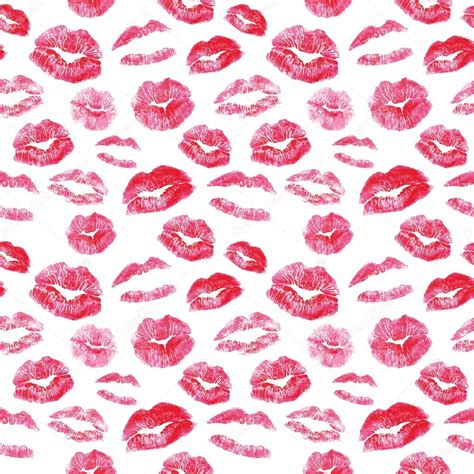 Seamless Pattern Red Lips Kisses Prints Background Stock Vector Image