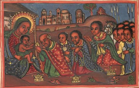 Merry Christmas An 18th Century Ethiopian Nativity Miniature Depicting