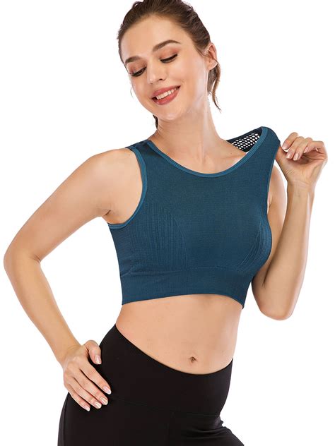 Womens Seamless Cross Hollow Out Back Sports Bra Breathable Padded