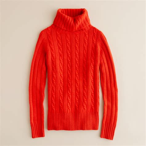 Jcrew Cambridge Cable Chunky Turtleneck Sweater In Red Lyst