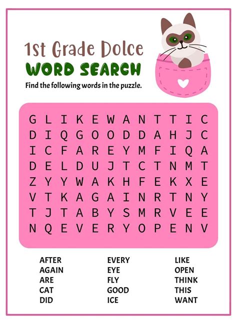 18 Best 1st Grade Word Search Puzzles Printable Pdf For Free At