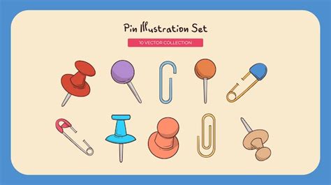 Premium Vector Pin Illustration Set